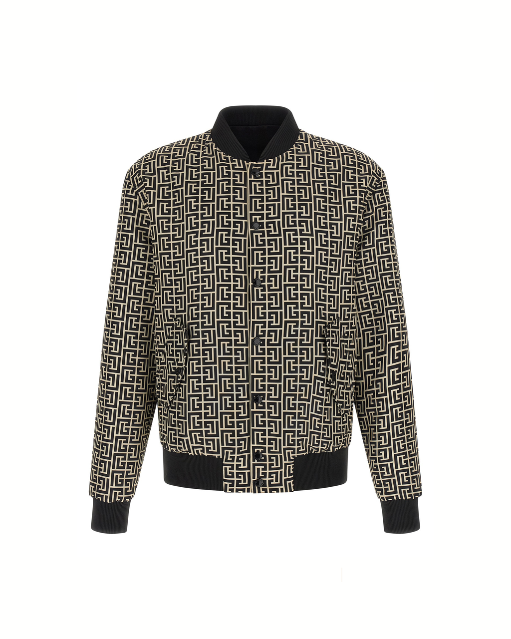 Balmain Reversible Monogram Bomber Jacket Black