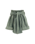 Balmain – Shorts Vita Alta in Suede Verde Salvia