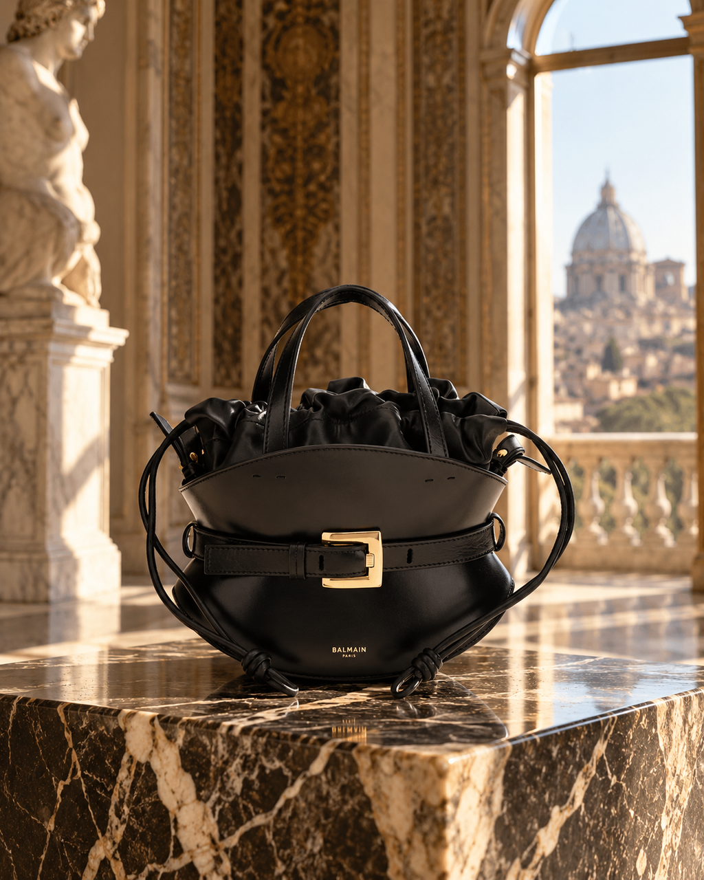 Balmain – Shuffle Mini Shoulder Bag in Leather