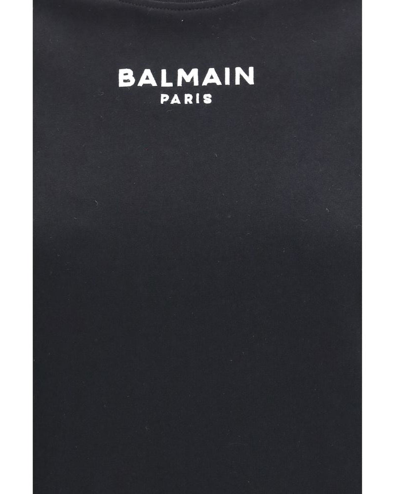 Balmain – T-Shirt Logo Paris in Cotone Nera
