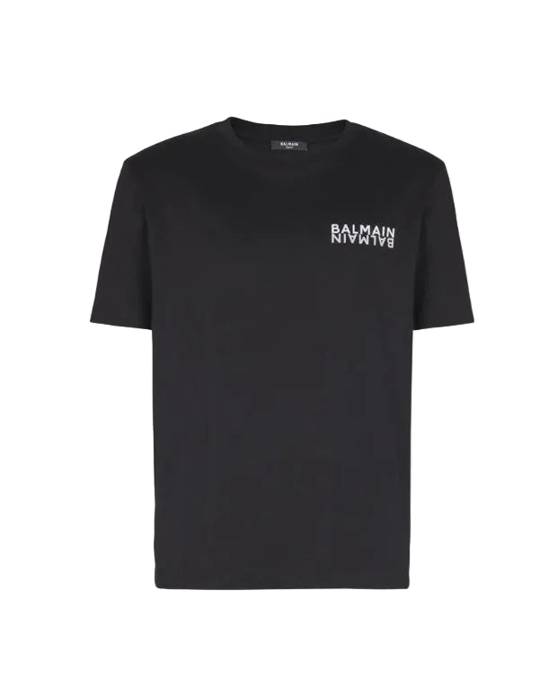 Balmain – T-Shirt Logo Stampato in Cotone