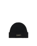 Burberry – Beanie in Lana Merino Nero con Logo Patch
