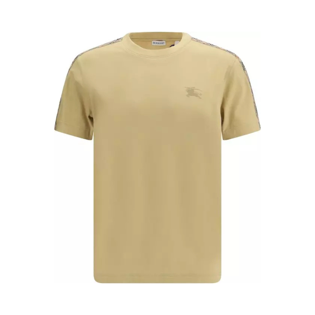 Burberry - Beige Cotton T-Shirt - Inserti Vintage Check sulle Spalle - Men
