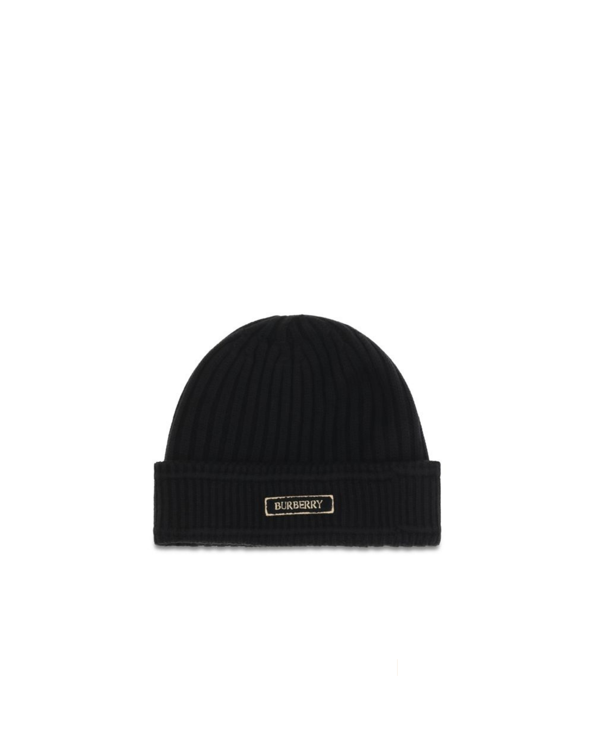 Burberry – Black Merino Wool Beanie with Logo Patch