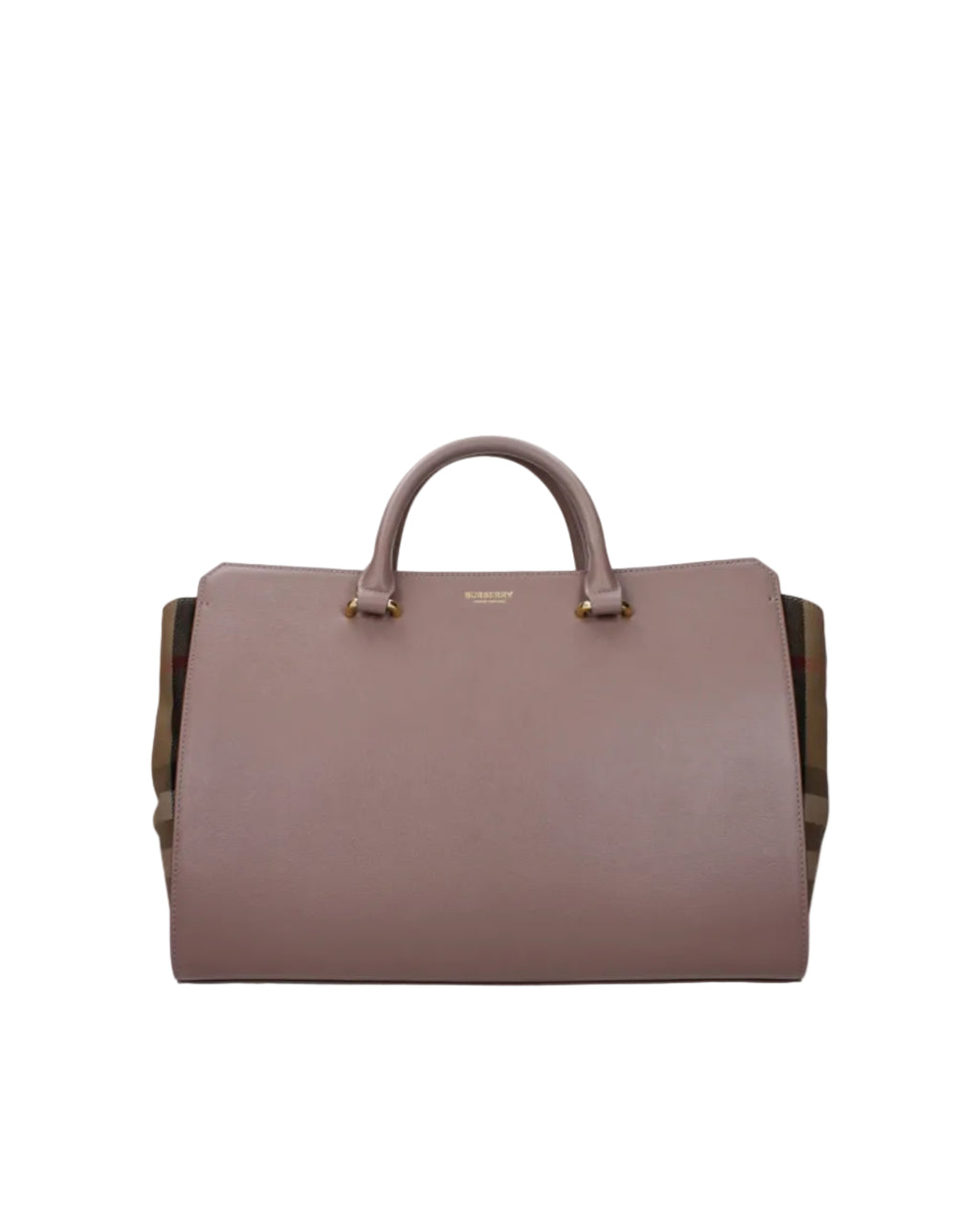 Burberry – Borsa Tote Media Check & Leather Dusty Rose