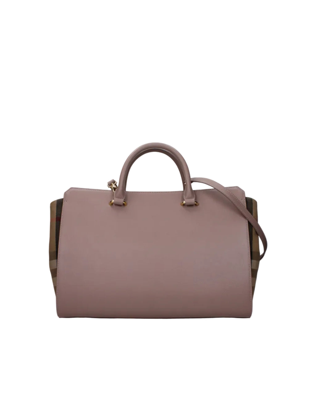 Burberry – Borsa Tote Media Check & Leather Dusty Rose