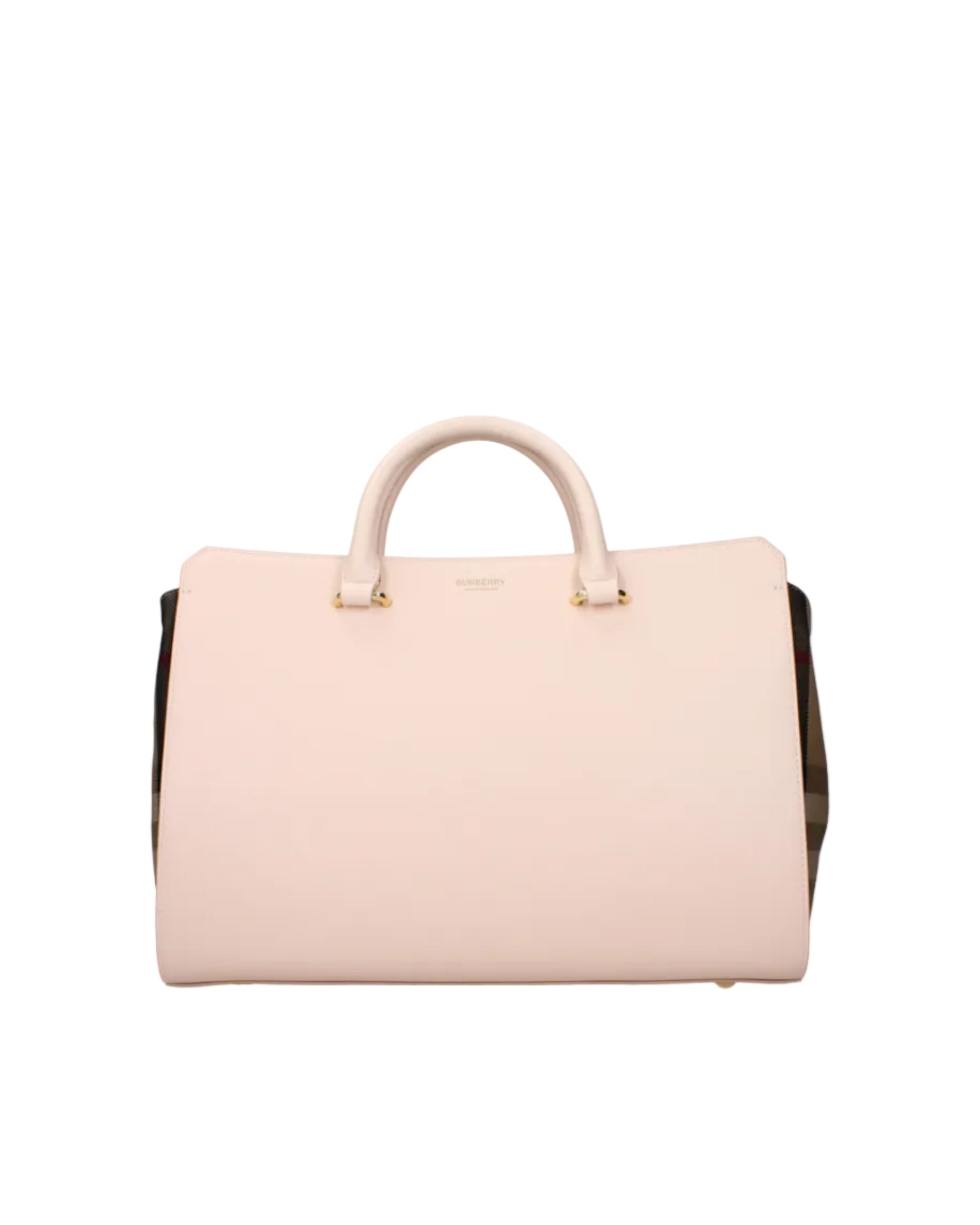 Burberry – Borsa Tote Media Check & Leather Soft Pink