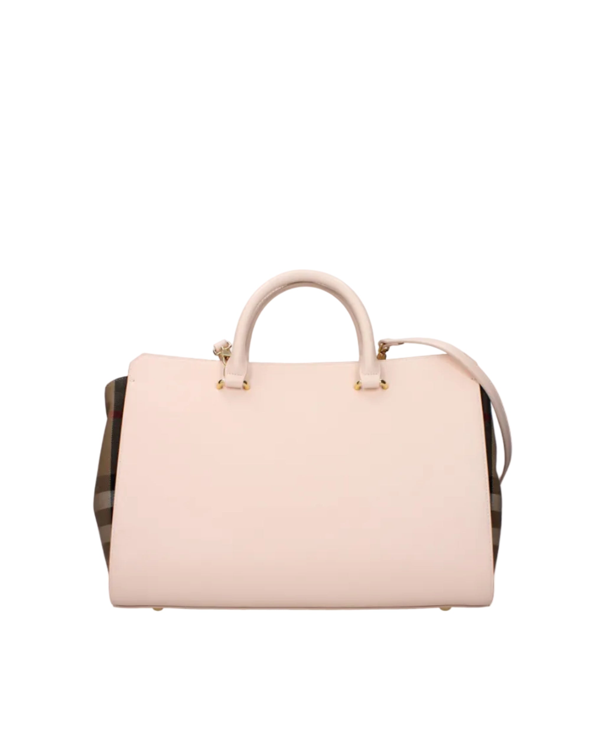Burberry – Borsa Tote Media Check & Leather Soft Pink