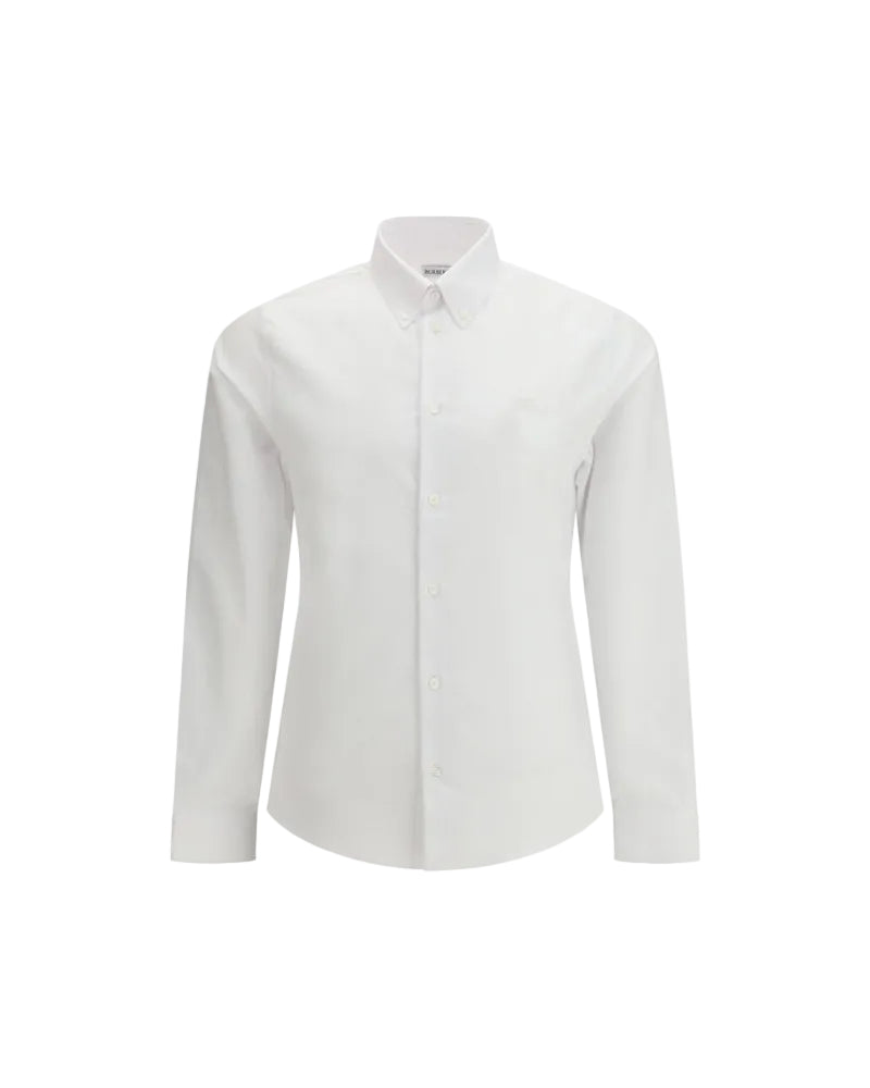 Burberry – Camicia Oxford in Cotone Bianca con Equestrian Knight