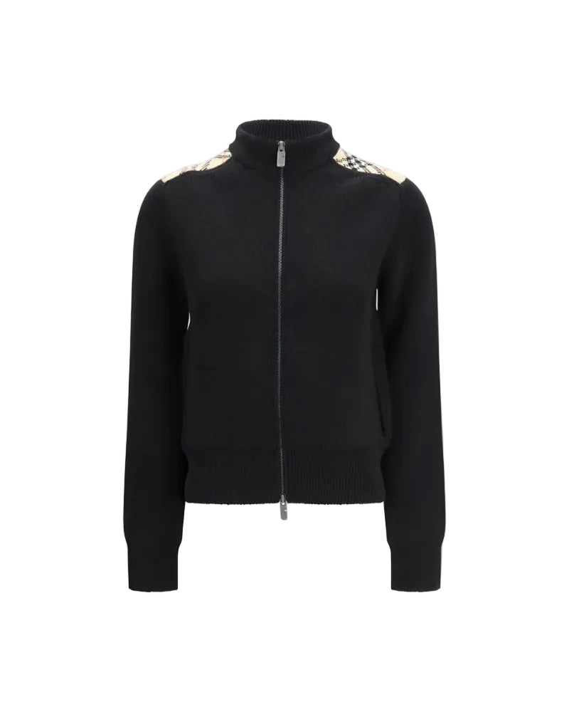 Burberry – Cardigan in Lana e Cashmere con Dettagli Check