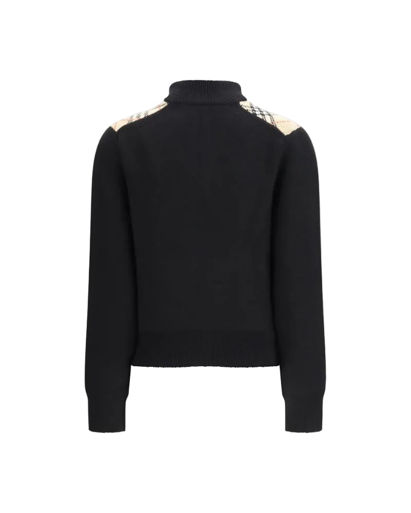 Burberry – Cardigan in Lana e Cashmere con Dettagli Check