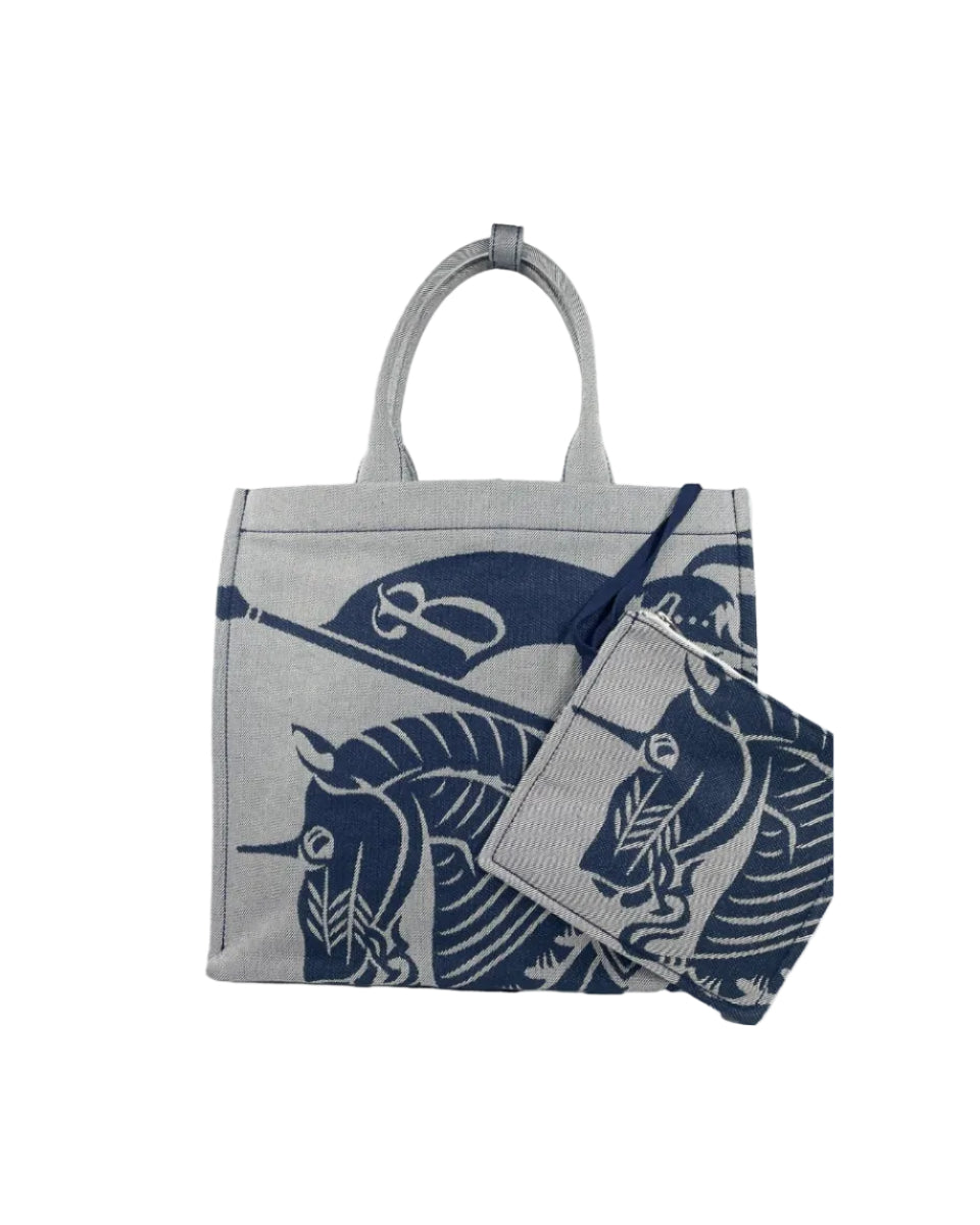 Burberry – EKD Canvas Tote Bag Silver con Pochette Coordinata