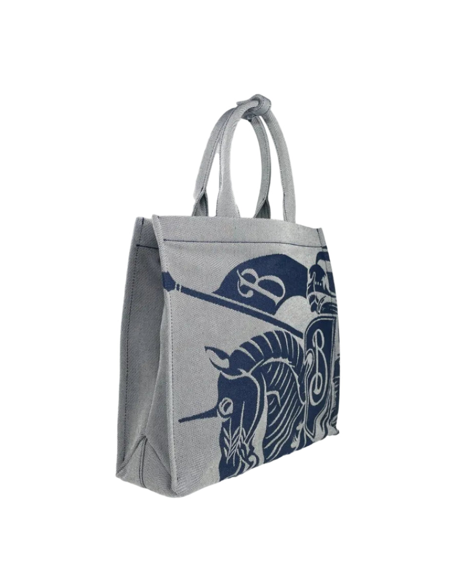 Burberry – EKD Canvas Tote Bag Silver con Pochette Coordinata