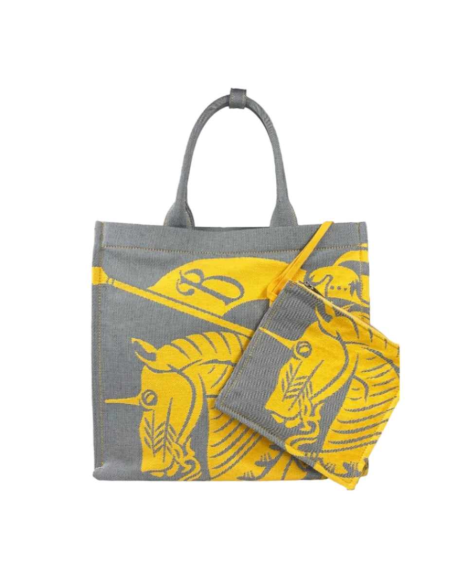 Burberry – EKD Canvas Tote Bag con Pochette Removibile Sunflower Yellow