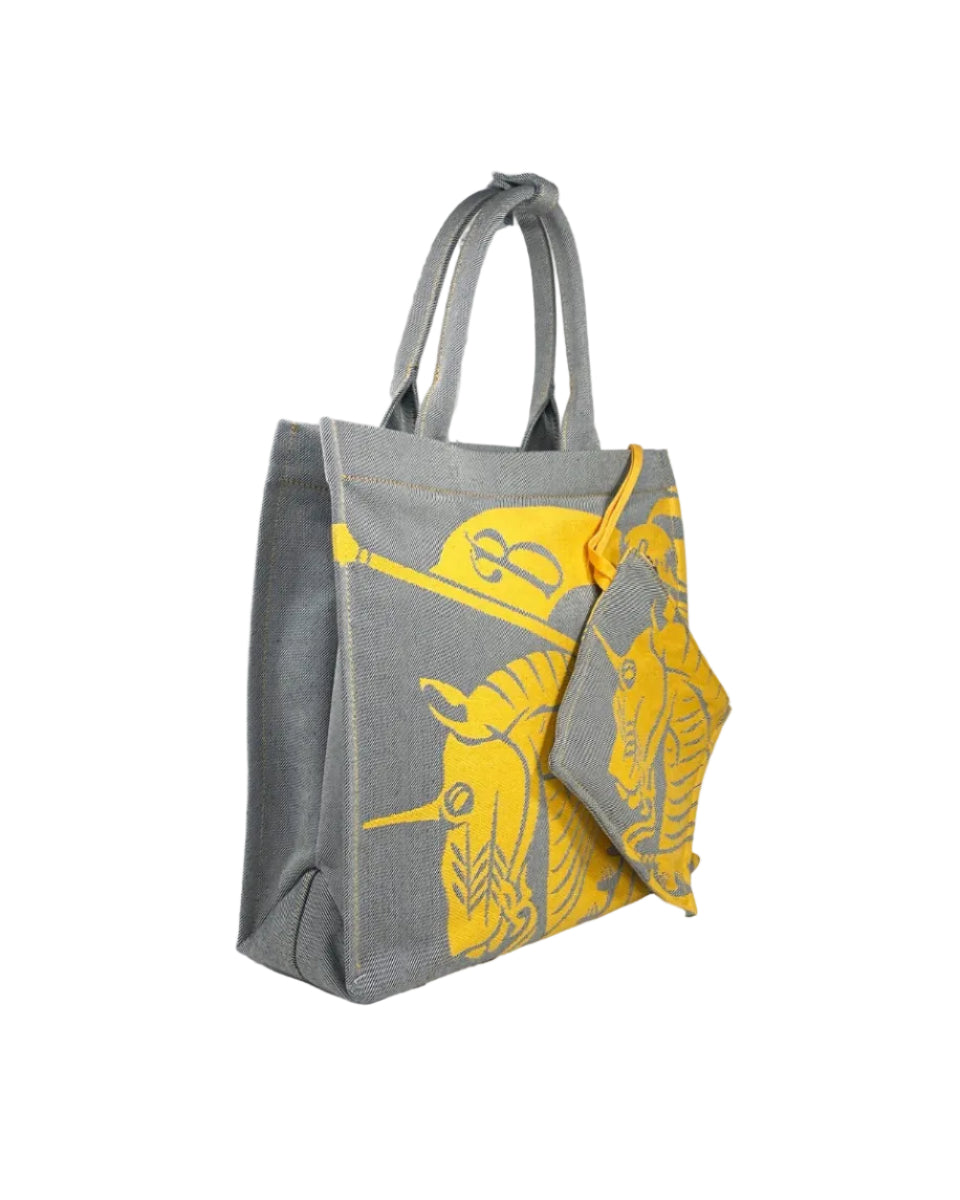 Burberry – EKD Canvas Tote Bag con Pochette Removibile Sunflower Yellow
