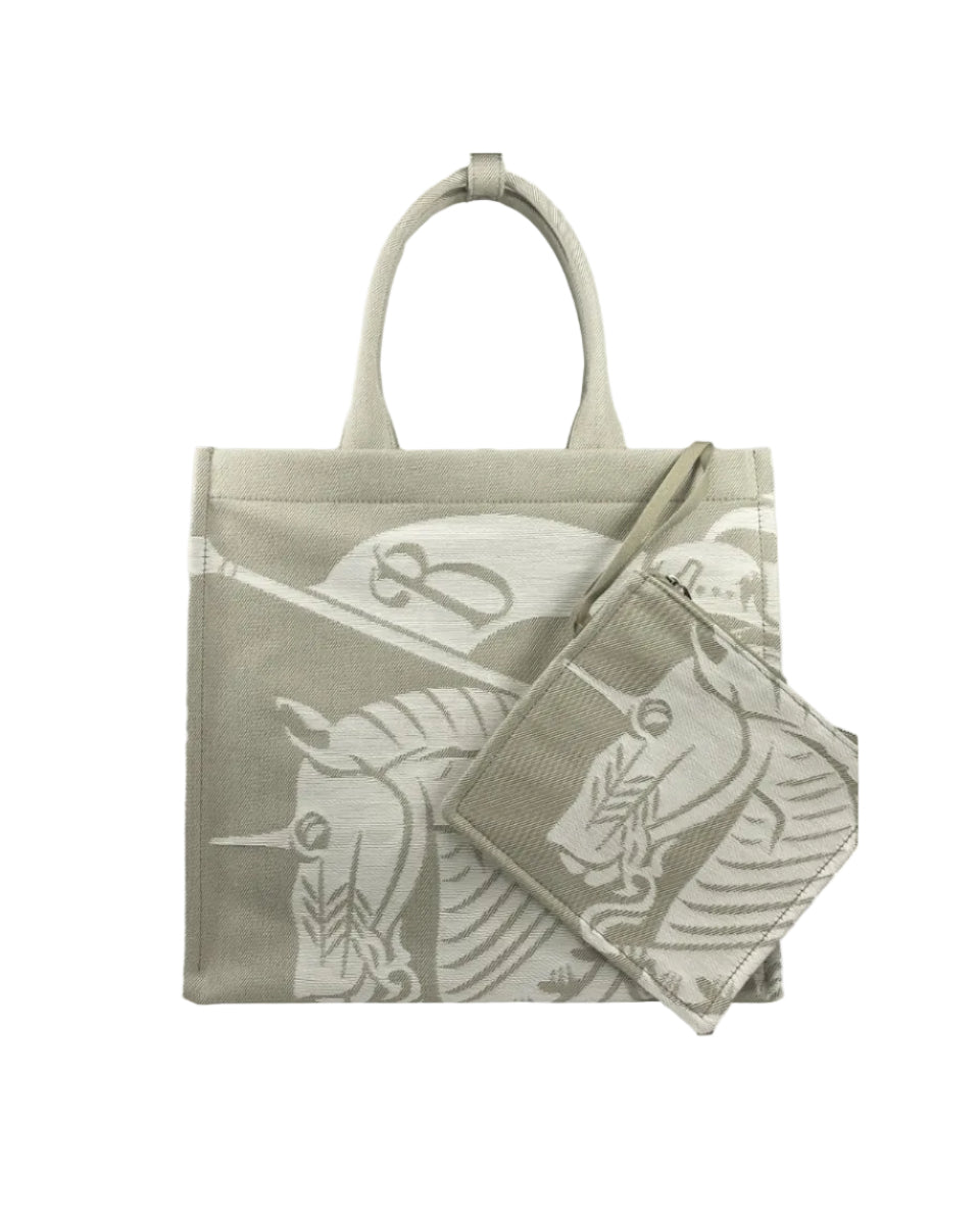 Burberry – EKD Canvas Tote Bag con Pochette Removibile Sage Green