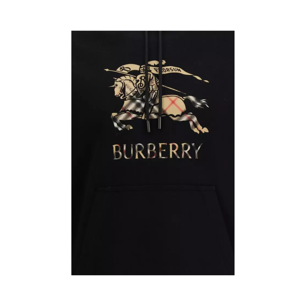 Burberry – Felpa con Cappuccio in Cotone Nero con Logo EKD -Man