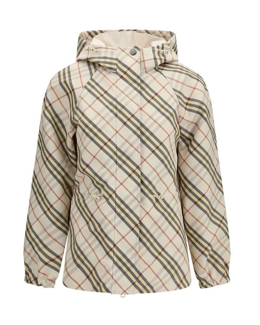 Burberry – Giacca Reversibile in Poliestere con Motivo Check e Interno Bianco
