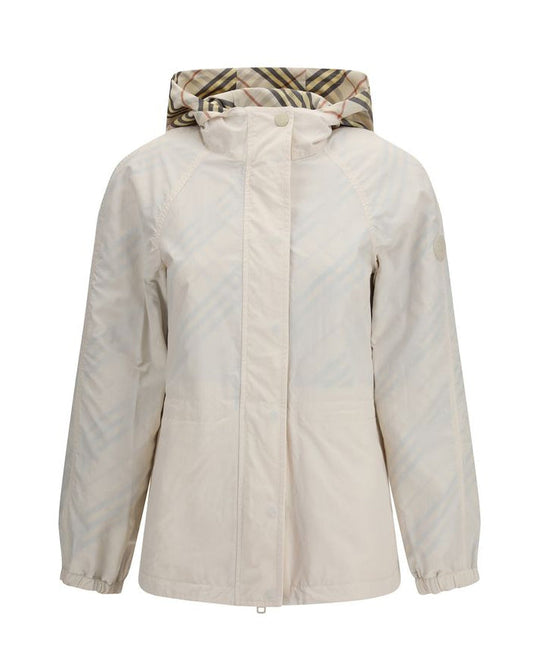 Burberry – Giacca Reversibile in Poliestere con Motivo Check e Interno Bianco