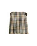 Burberry – Gonna Mini Check in Lana con Fibbie B-Motif