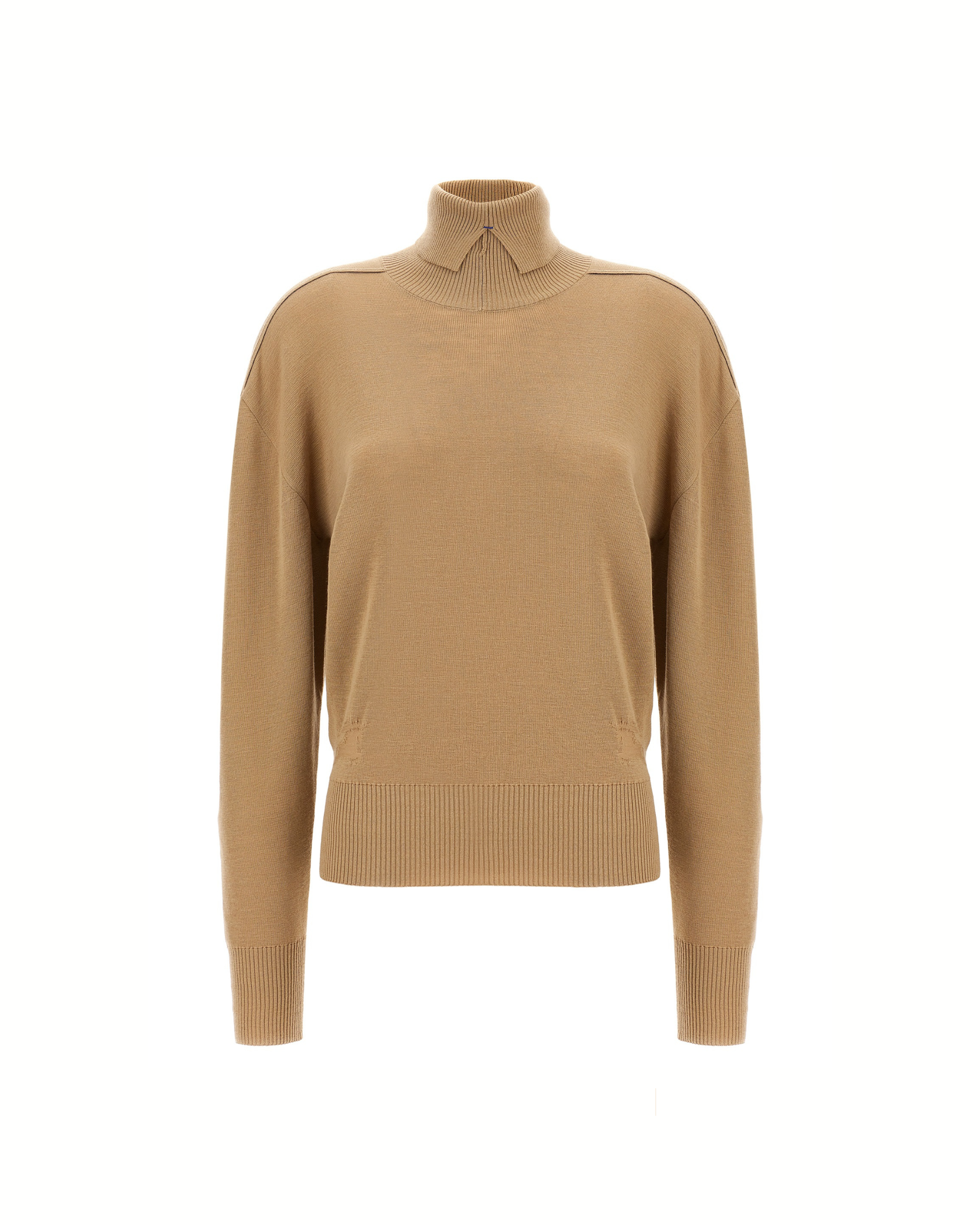 Burberry High Neck Wool Sweater Beige