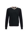 Burberry – Maglione in Lana Merino con Collo V e Dettaglio Check
