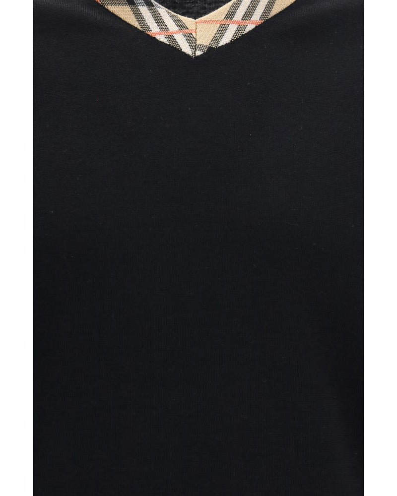 Burberry – Maglione in Lana Merino con Collo V e Dettaglio Check