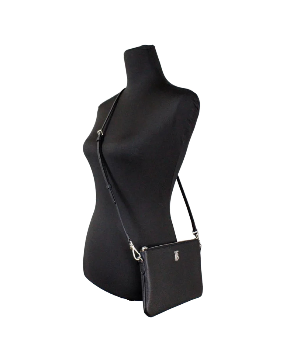 Burberry – Peyton Monogram Pouch Crossbody Bag in Pelle Nera