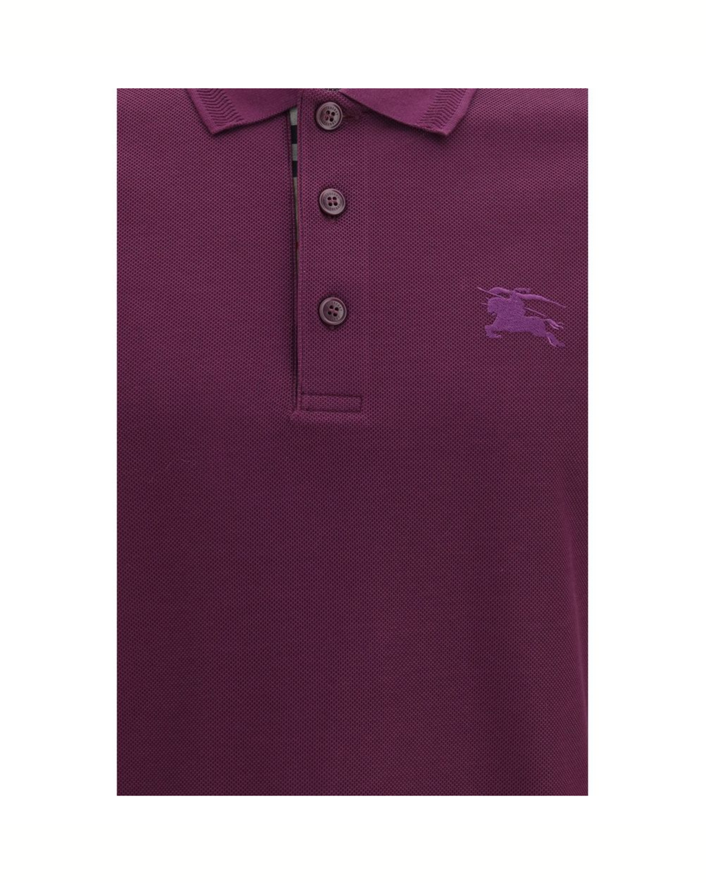 Burberry – Polo in Cotone con Logo Ricamato Purple