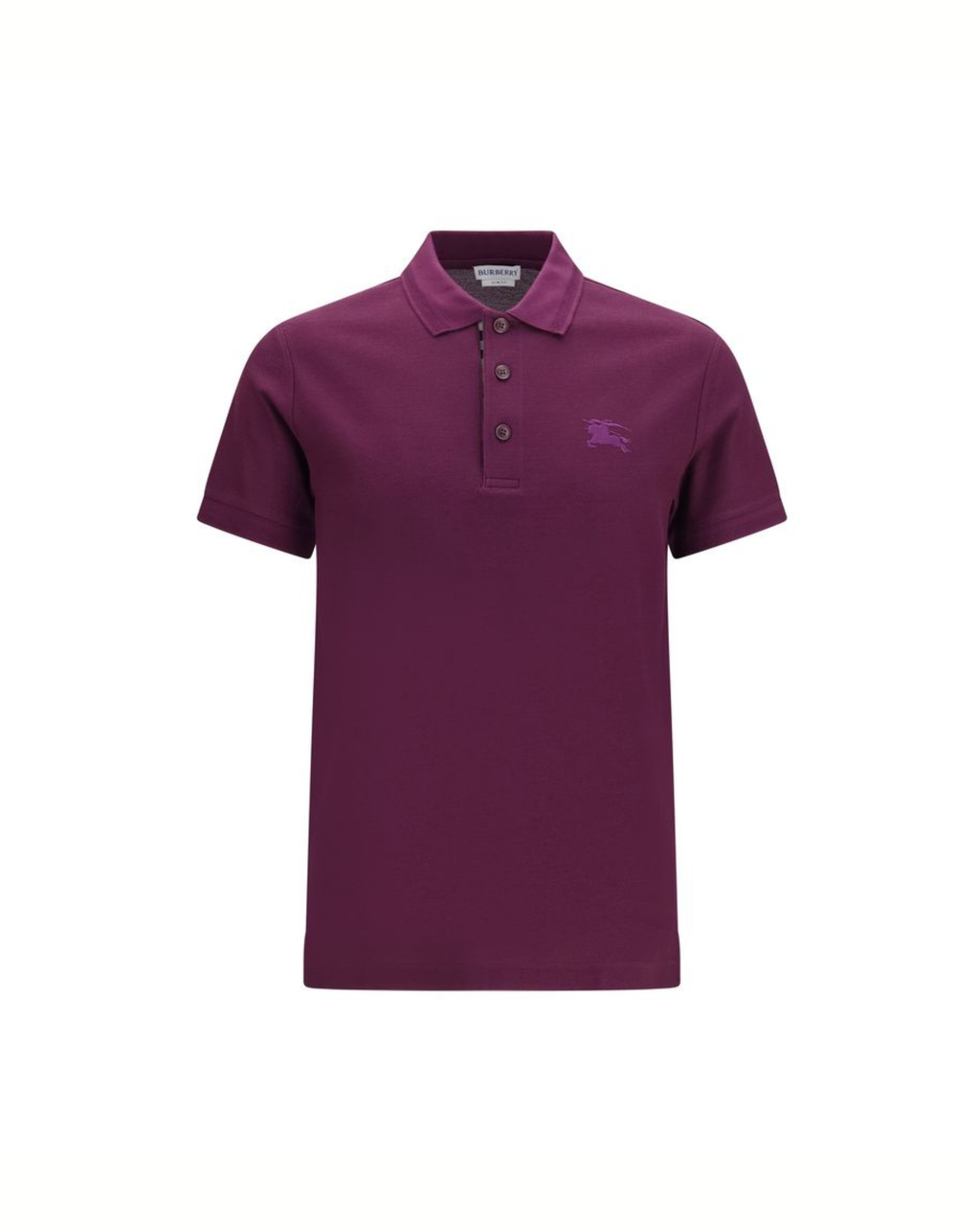 Burberry – Polo in Cotone con Logo Ricamato Purple