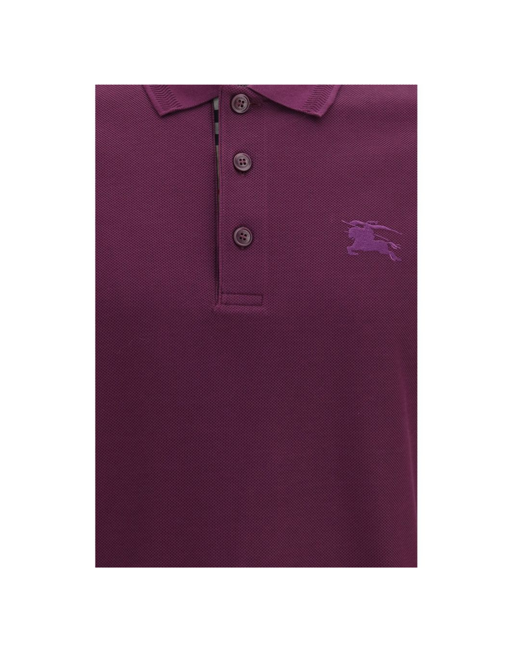Burberry – Polo in Cotone con Logo Ricamato Purple