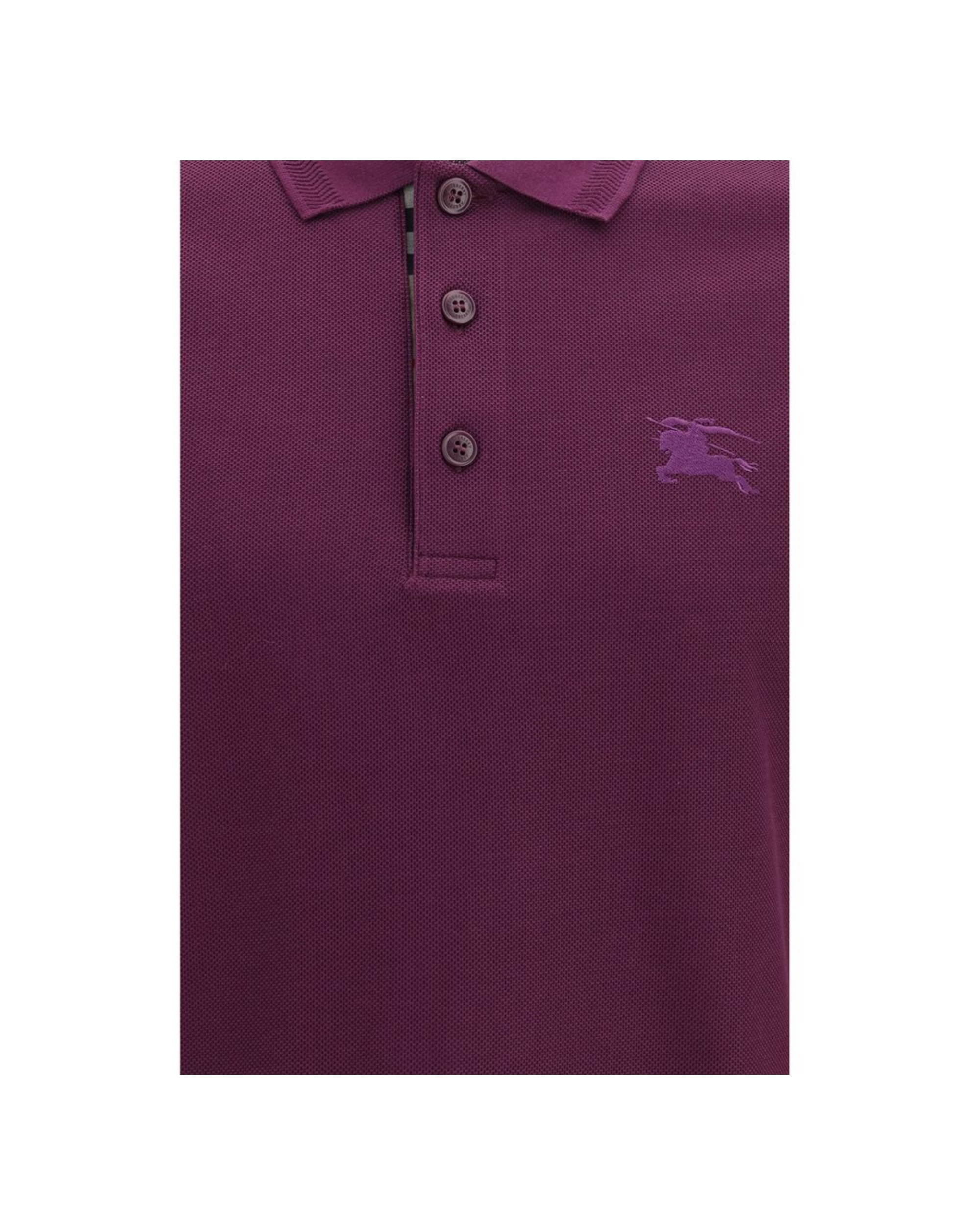 Burberry – Polo in Cotone con Logo Ricamato Purple
