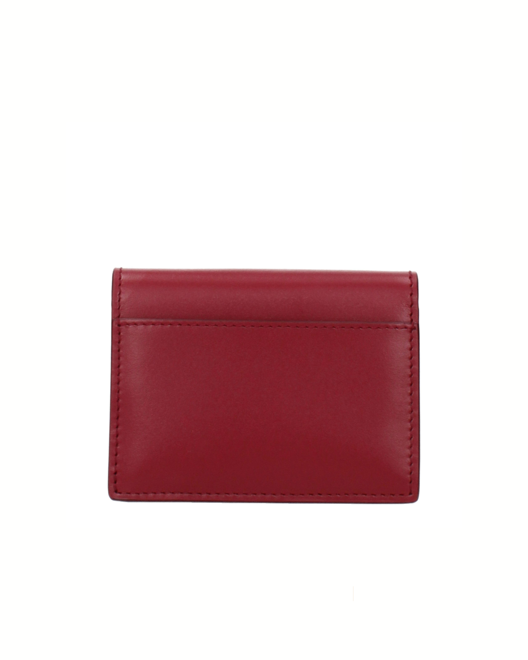 Burberry Portacarte in Pelle Rossa con Dettaglio Logo Dorato