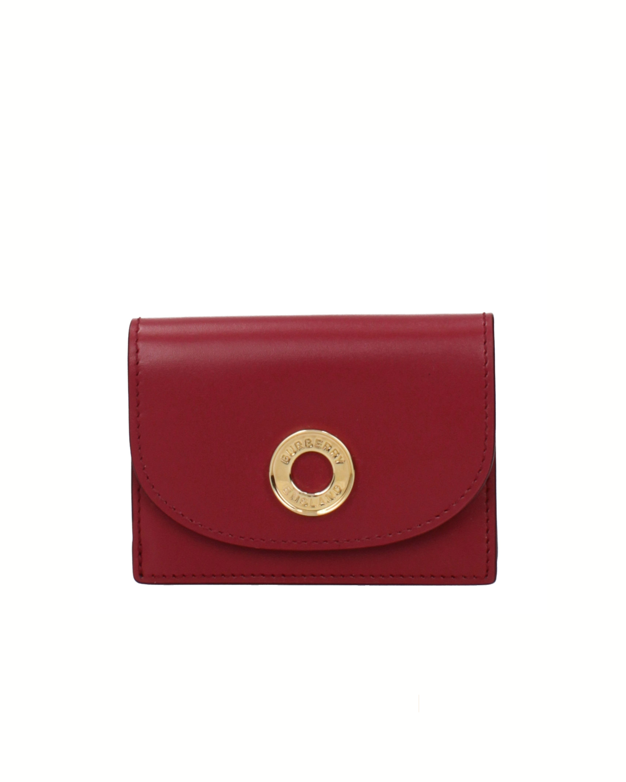 Burberry Portacarte in Pelle Rossa con Dettaglio Logo Dorato