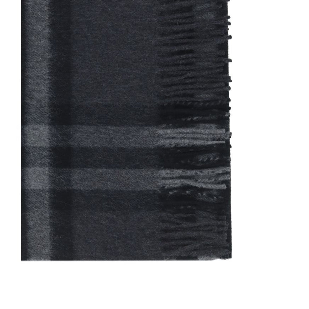 Burberry – Sciarpa Classica in Cashmere a Quadri Antracite e Neri con Dettagli Rossi