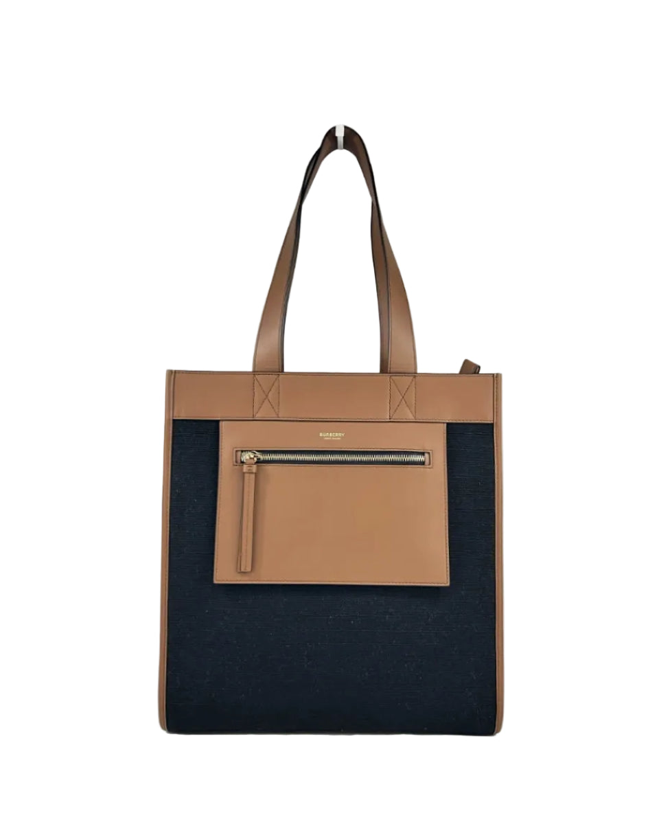 Burberry – Small Pocket Tote Manzon in Canvas e Pelle