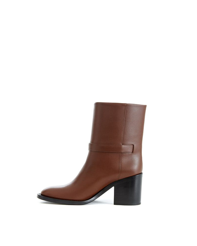 Burberry – Stivaletti Ankle Boots in Pelle Marrone con Cinturino