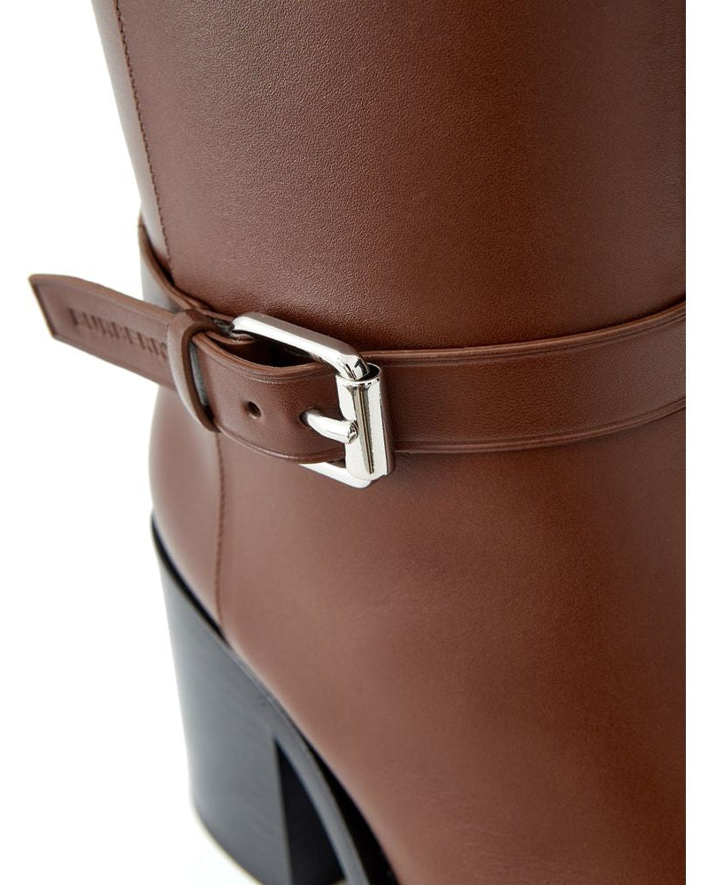 Burberry – Stivaletti Ankle Boots in Pelle Marrone con Cinturino