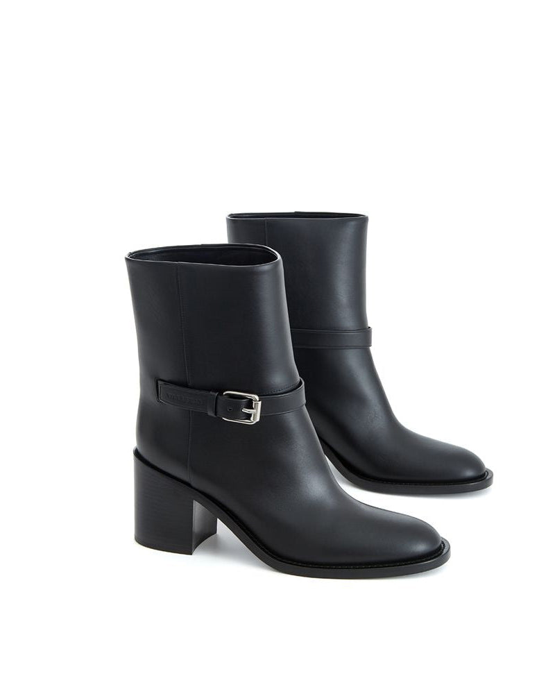 Burberry – Stivaletti Ankle Boots in Pelle Nera con Cinturino