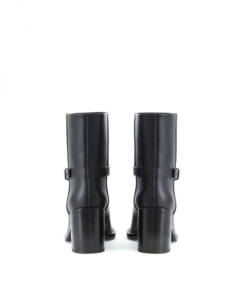 Burberry – Stivaletti Ankle Boots in Pelle Nera con Cinturino