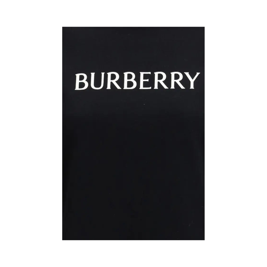 Burberry - T-shirt Black Cotton con Logo Bianco Frontale - women