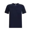 Burberry – T-shirt Blu Navy con Inserti Vintage Check sulle Spalle