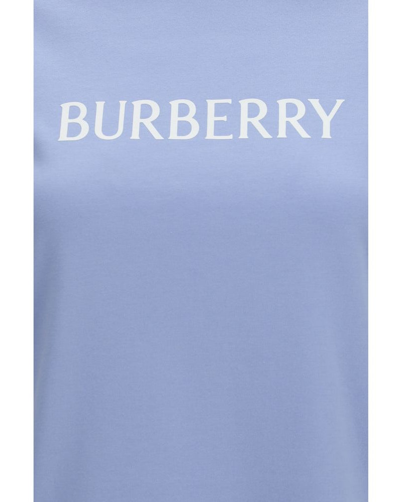 Burberry – T-shirt in Cotone Celeste con Logo Ricamato