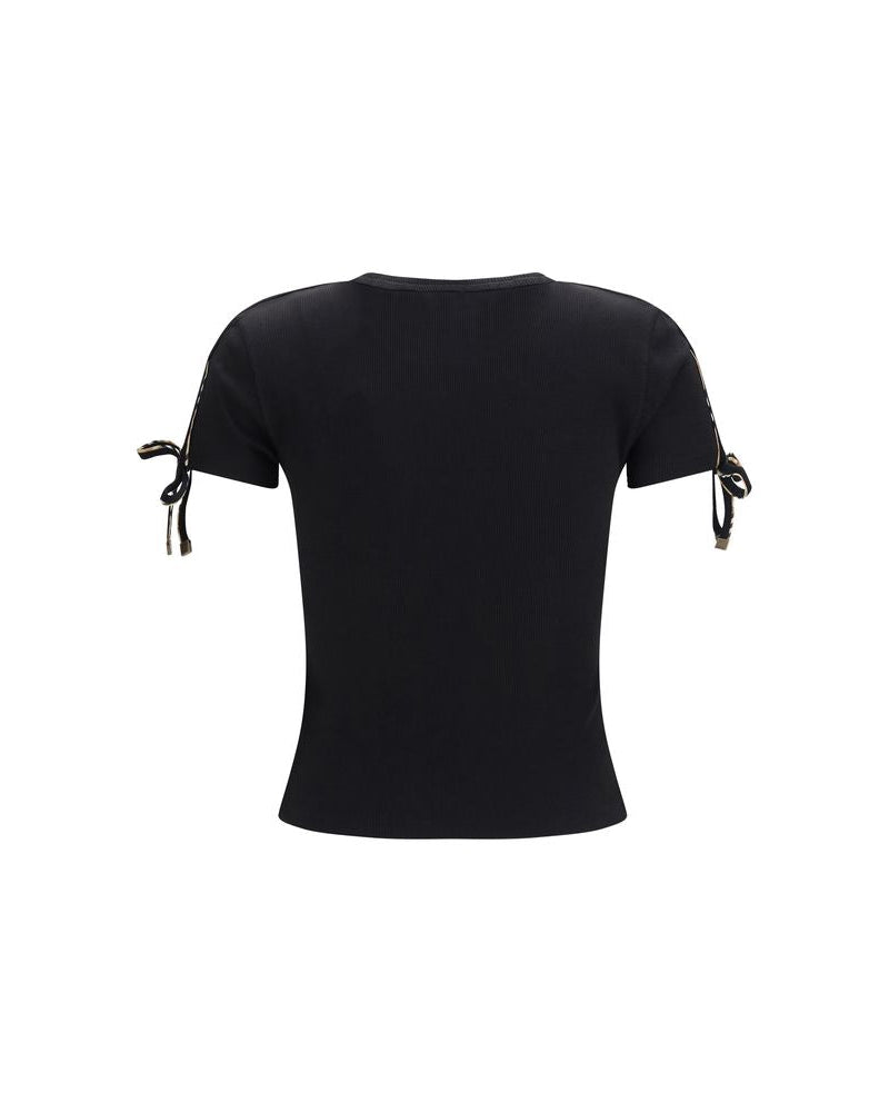 Burberry – T-shirt in Cotone con Dettagli Check e Fiocchi