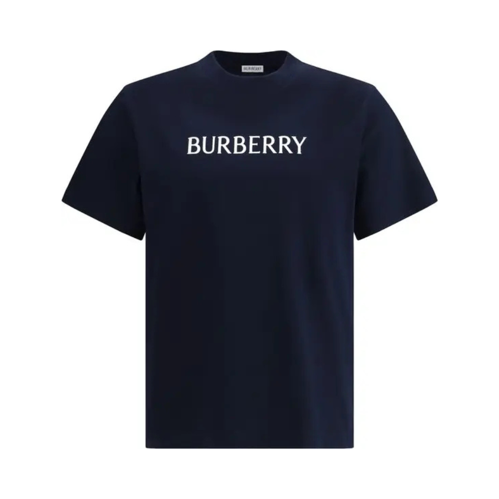 Burberry - T-shirt Cotton Blu Navy - Logo Bianco Frontale - man