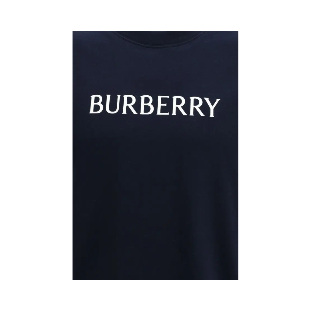 Burberry - T-shirt Cotton Blu Navy - Logo Bianco Frontale - man