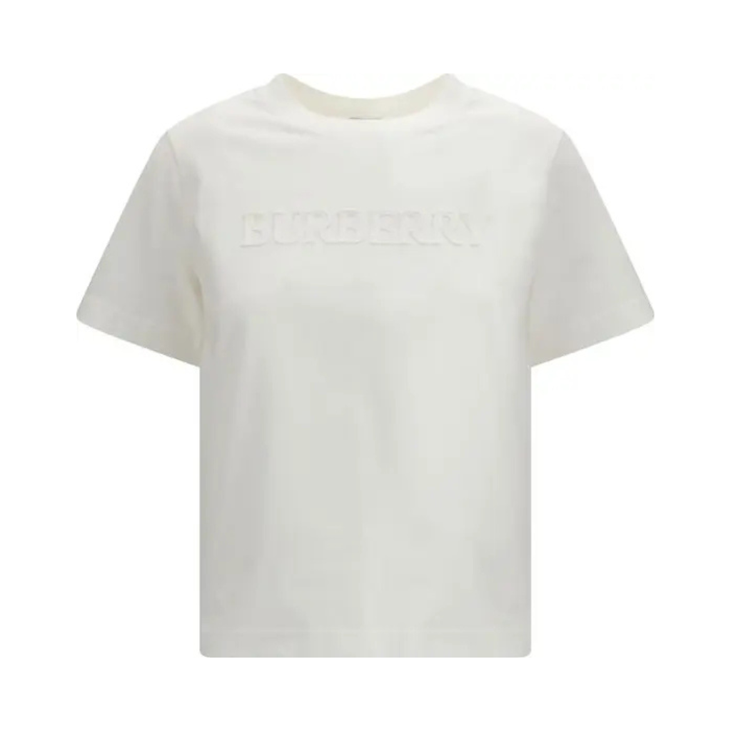 Burberry - White Cotton Sportswear - Logo a Rilievo Gommato - Women