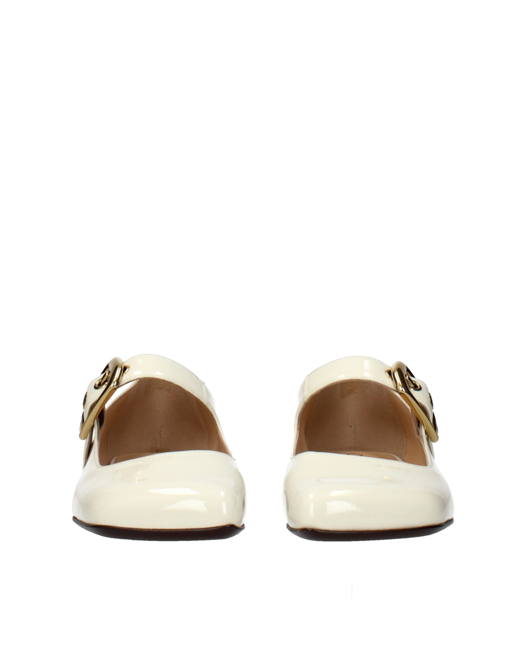 Chloé – Ballerine Mary Jane in Vernice Beige con Maxi Fibbia