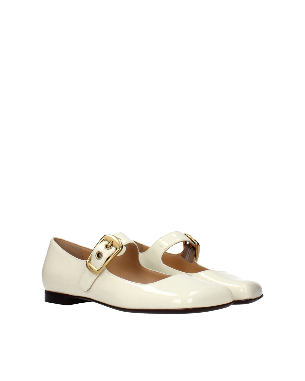 Chloé – Ballerine Mary Jane in Vernice Beige con Maxi Fibbia