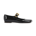 Chloé - Women's Black Calfskin Ballet Flats - Gold Buckle Edition